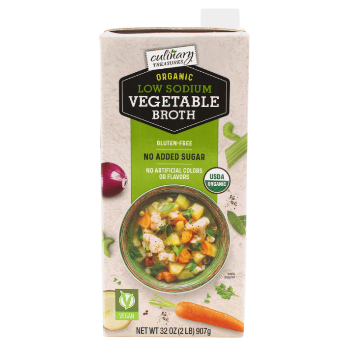 Culinary Treasures Low Sodium Organic Vegetable Broth 6 x 946ml