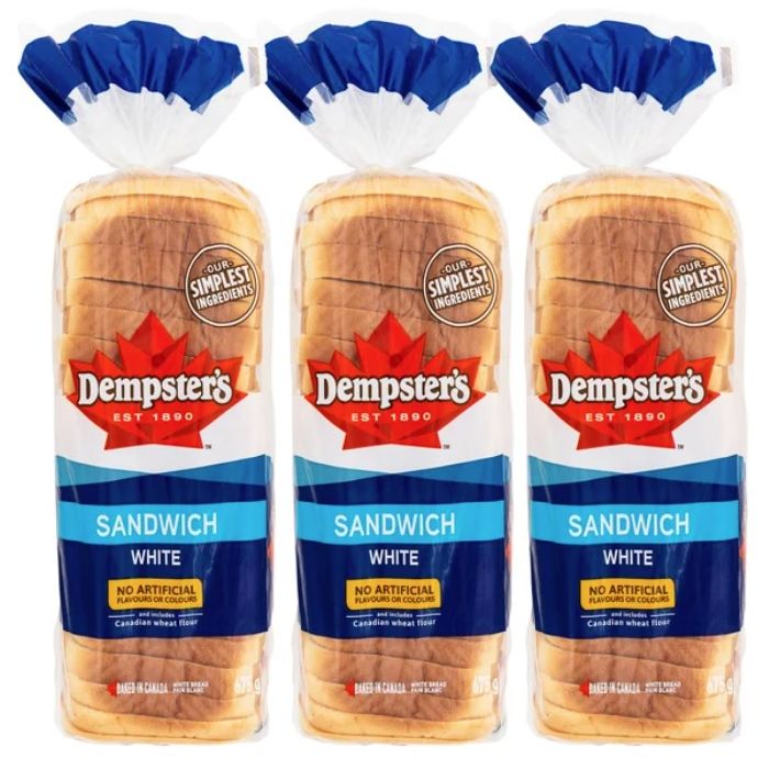 Dempster’s White Sandwich Bread 3 × 675g